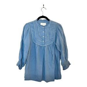 Lollys Laundry Poplin Blouse in Blue Size S